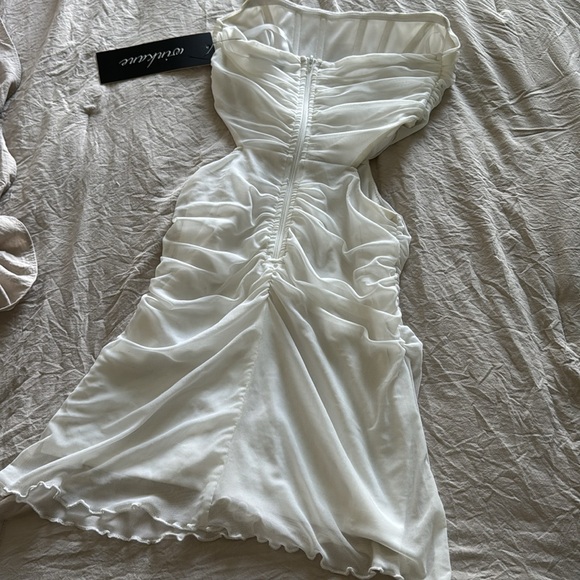 Snatching White Corset Mesh Mini Dress - Picture 5 of 5